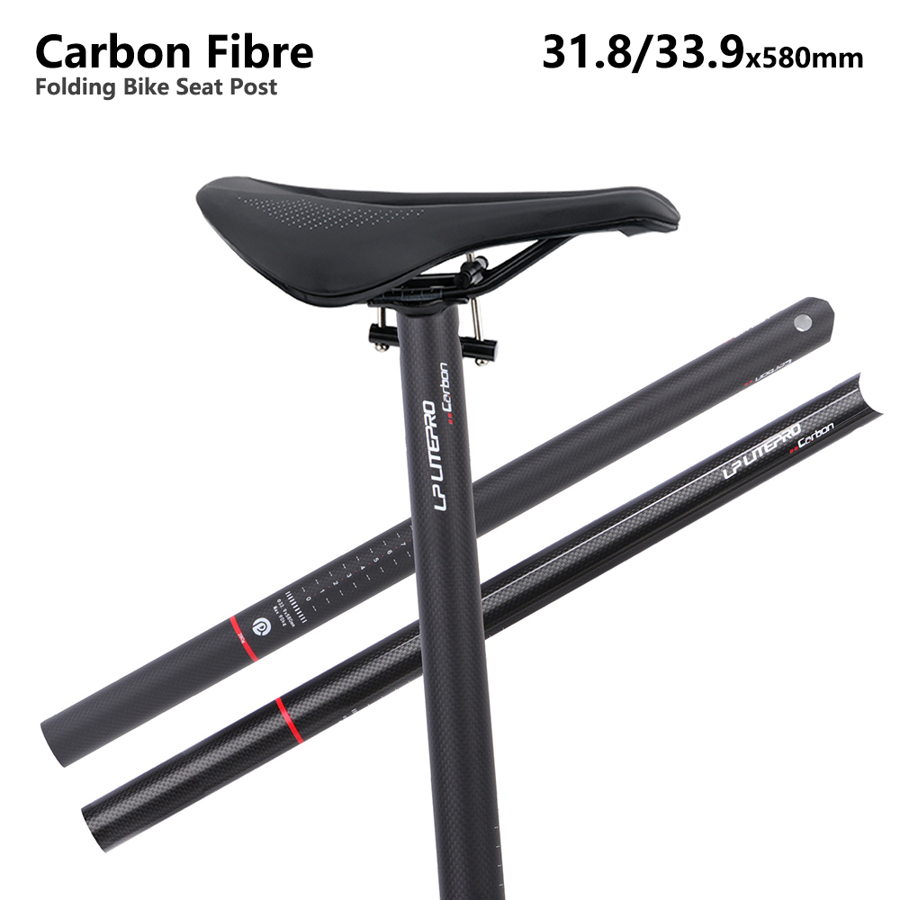Carbon Fiber Saddle - Litepro Carbon Fiber Vouwfiets Zadelpen 31.8/33.9*580Mm