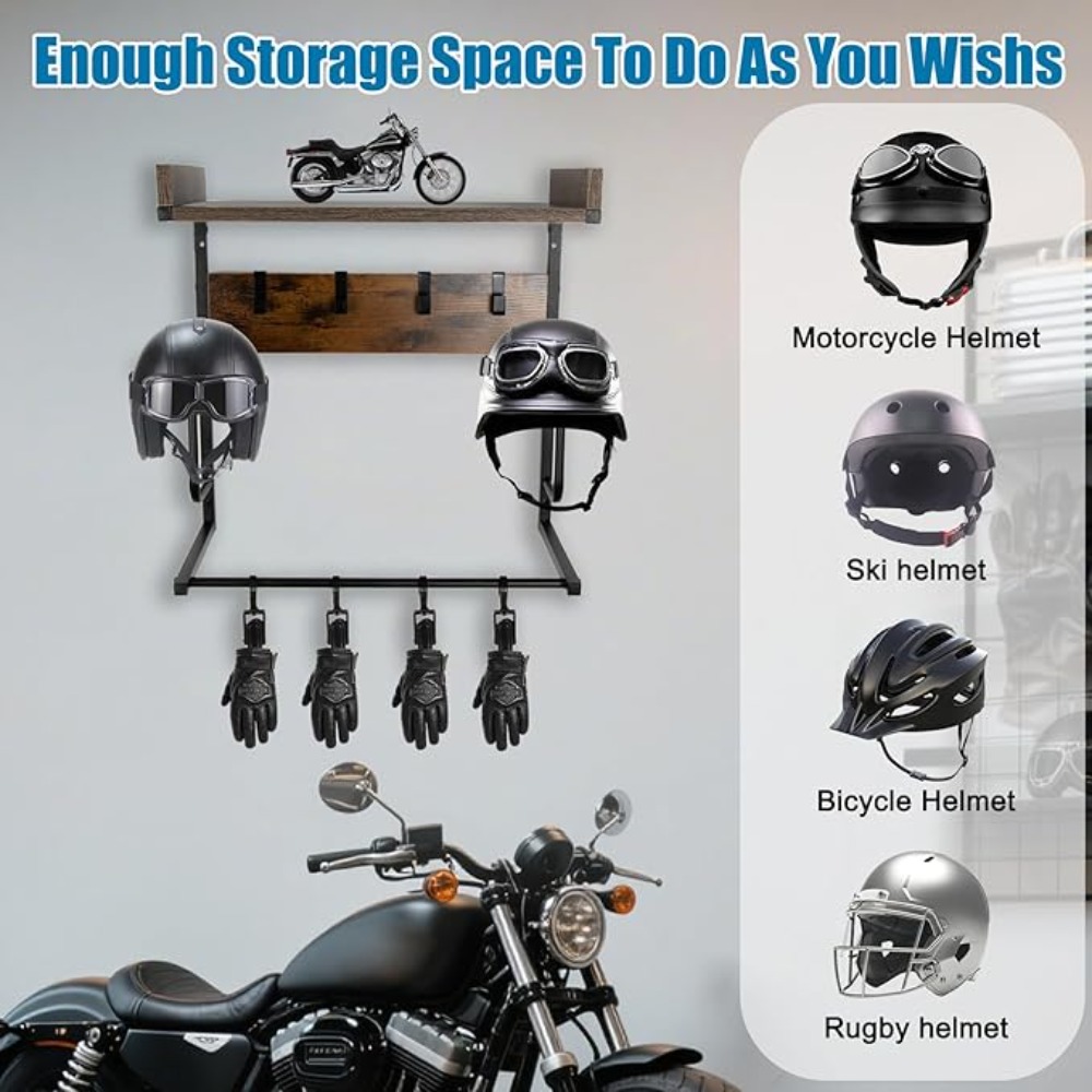 Motorhelmhouder met 4 handscho - Cycling Gear Wall Hanger recensie en prijs