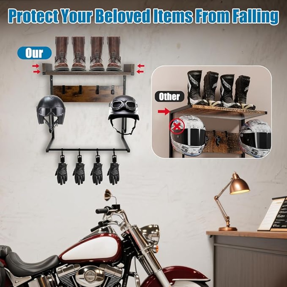 Motorhelmhouder met 4 handscho - Cycling Gear Wall Hanger recensie en prijs