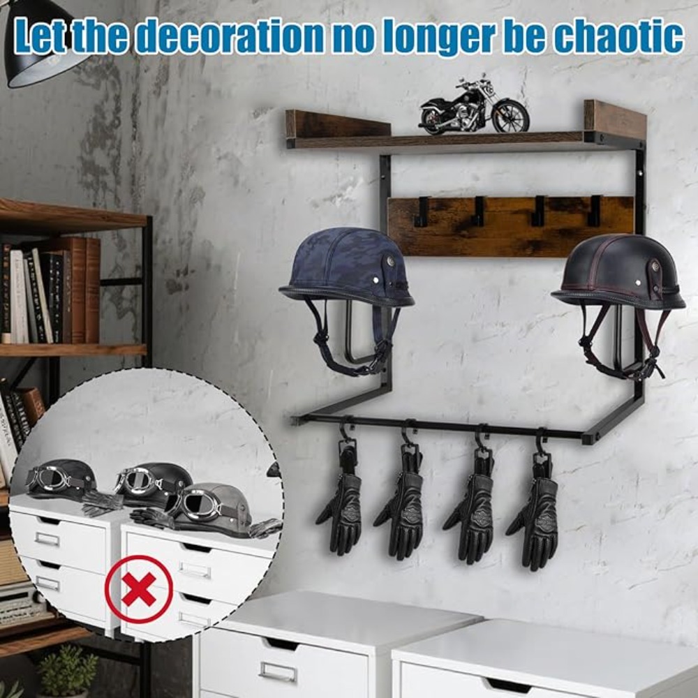 Motorhelmhouder met 4 handscho - Cycling Gear Wall Hanger recensie en prijs